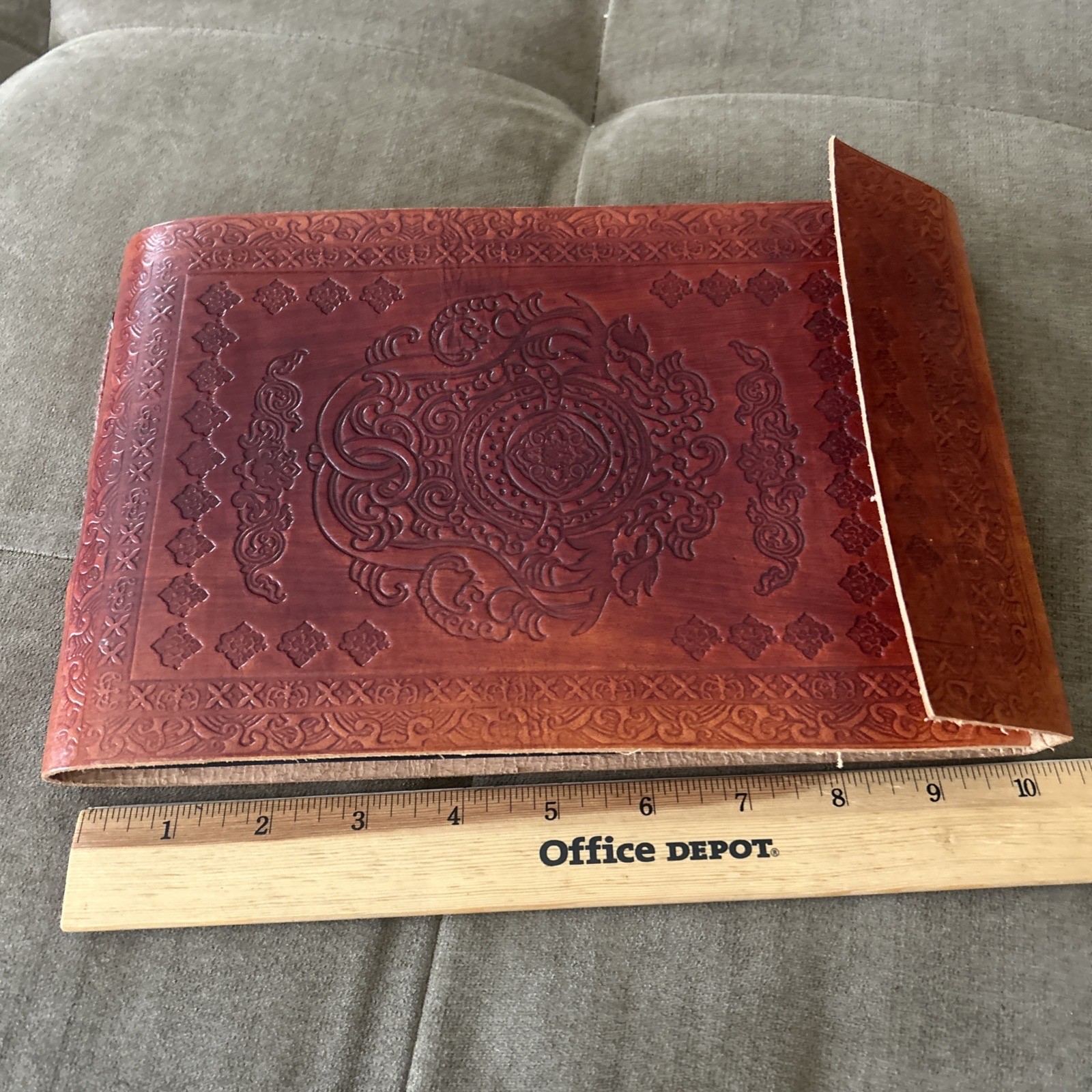 Vintage Embossed Leather Photo Album Scrapbook Travel Journal Genuine Leather