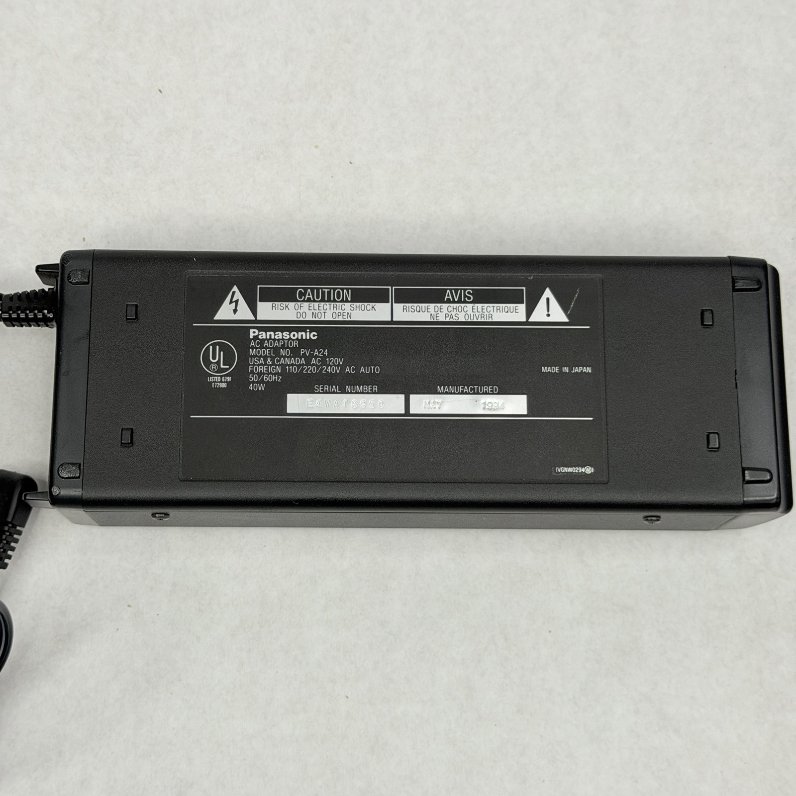 Panasonic PV-A24 Video AC Adaptor/Camcorder Power Supply w/ 2 Batteries* READ