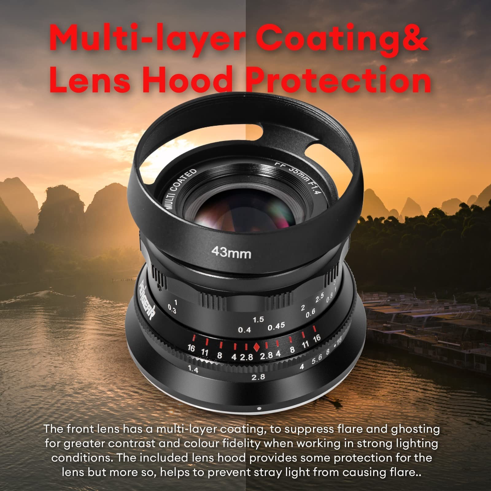 35mm F1.4 Manual Focus Lens for Sony E-Mount Cameras A7 A6000 A6400 A6600 – Blac