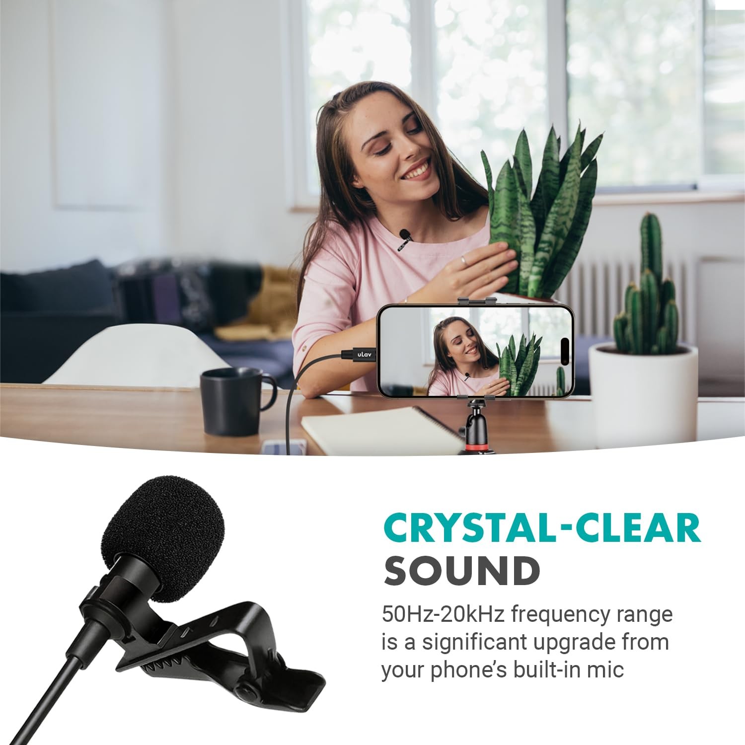 Movo uLav-L Digital Lavalier Omnidirectional Clip on Microphone with USB-C Co…