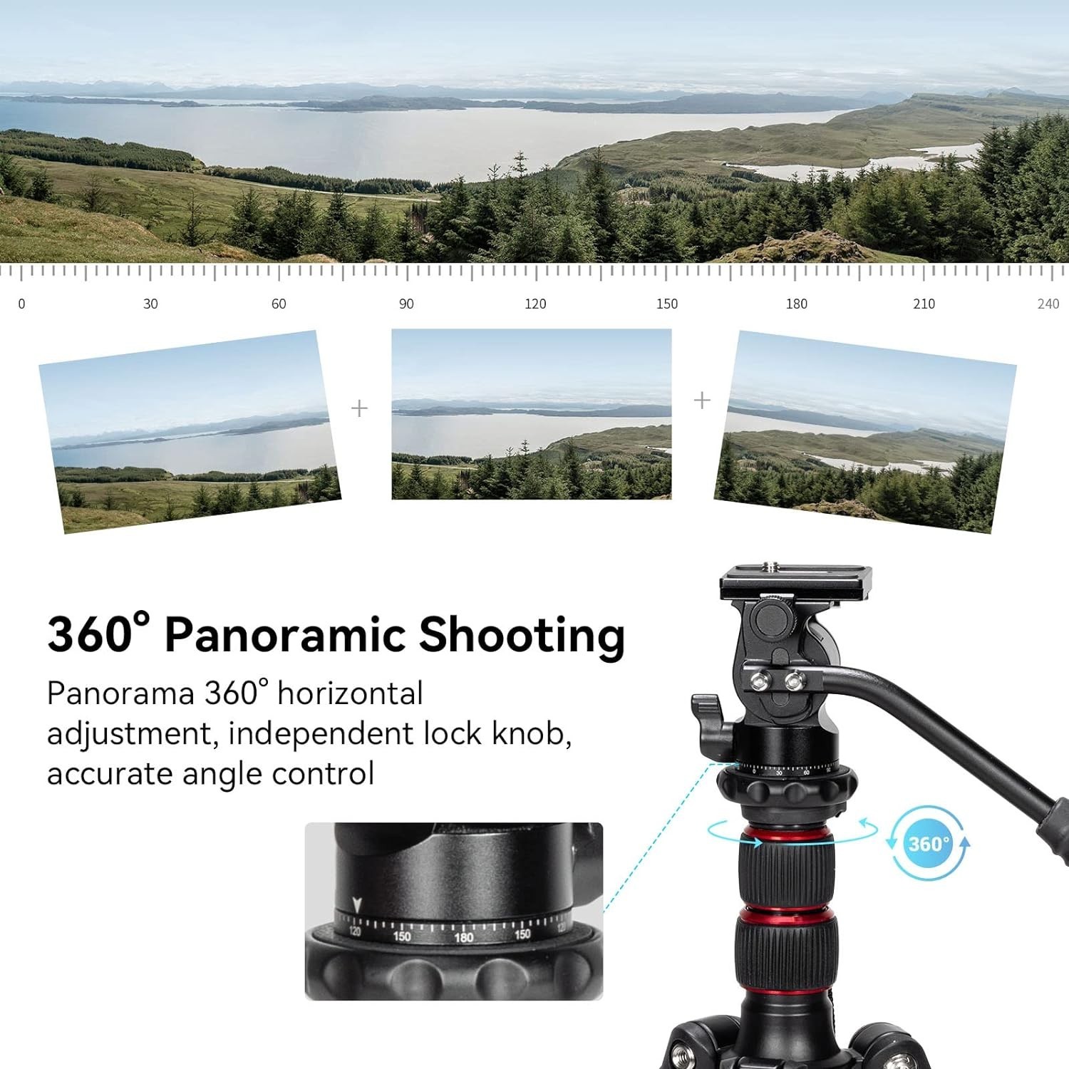 SmallRig Tripod Fluid Head Pan Tilt Head with Quick Release Plate for Arca Swiss