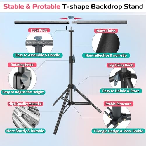 Product Photography Photo Backdrops Stand Kit, Photo 2.2 x 2.5 Ft White & Black