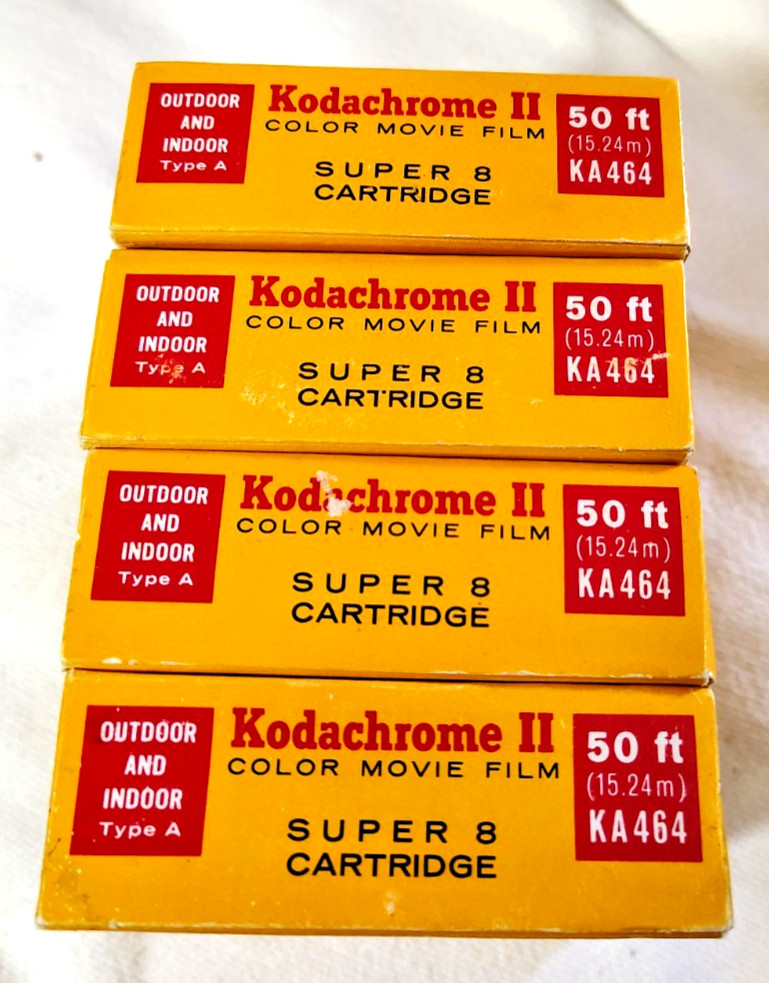 4 KODAK Kodachrome II Type A 50′ SUPER 8 Movie Film Cartridges EXPIRED Mar 1973