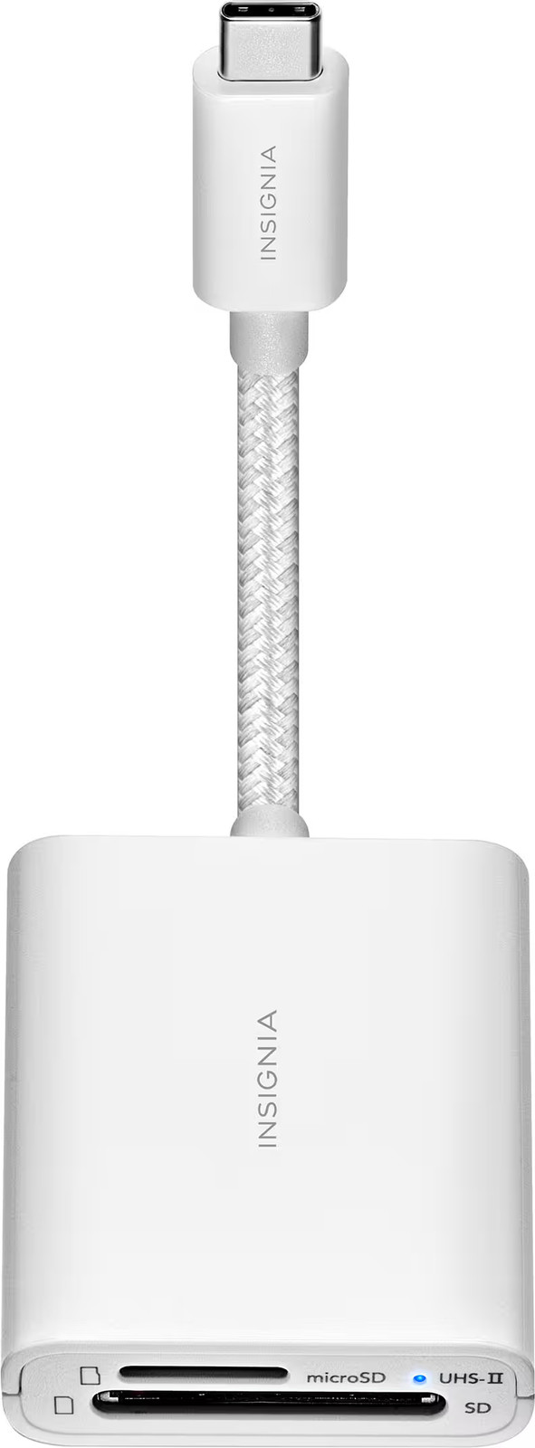 Insignia- USB-C-to-SD/microSD Dual-Slot Card Reader – White