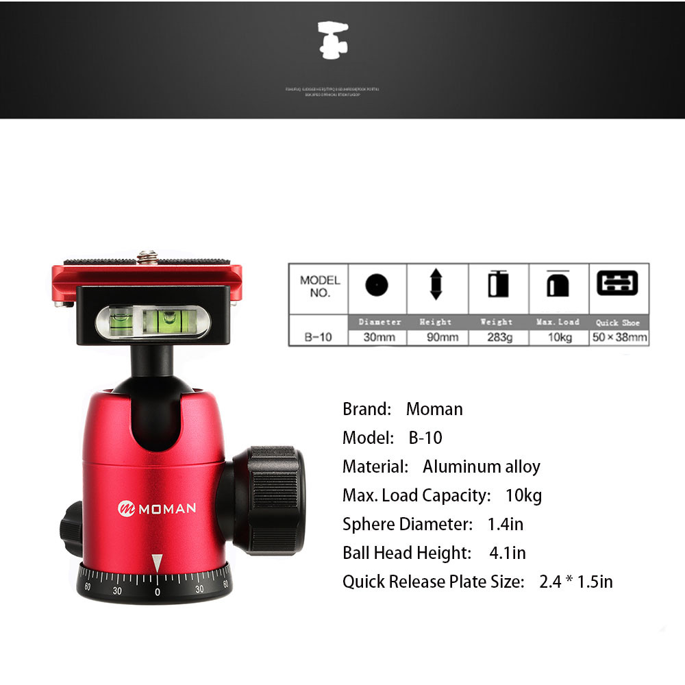 Moman Mini Tripod with Ball Head 360° Panoramic Aluminum Alloy Max Payload 80kg
