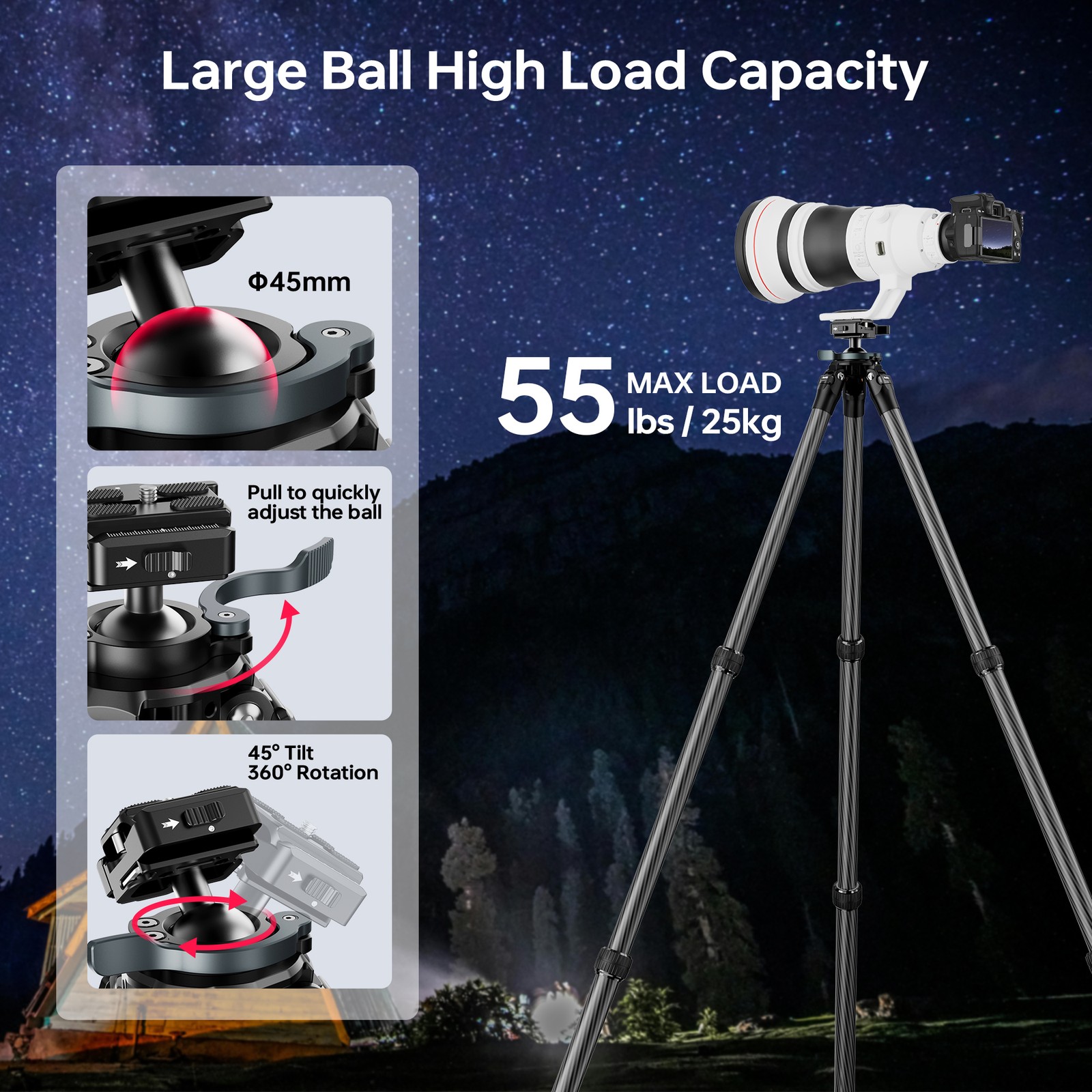 Manbily Carbon Fiber Inverted Hunting Tripod Picatinny Arca Swiss Adapters NEW