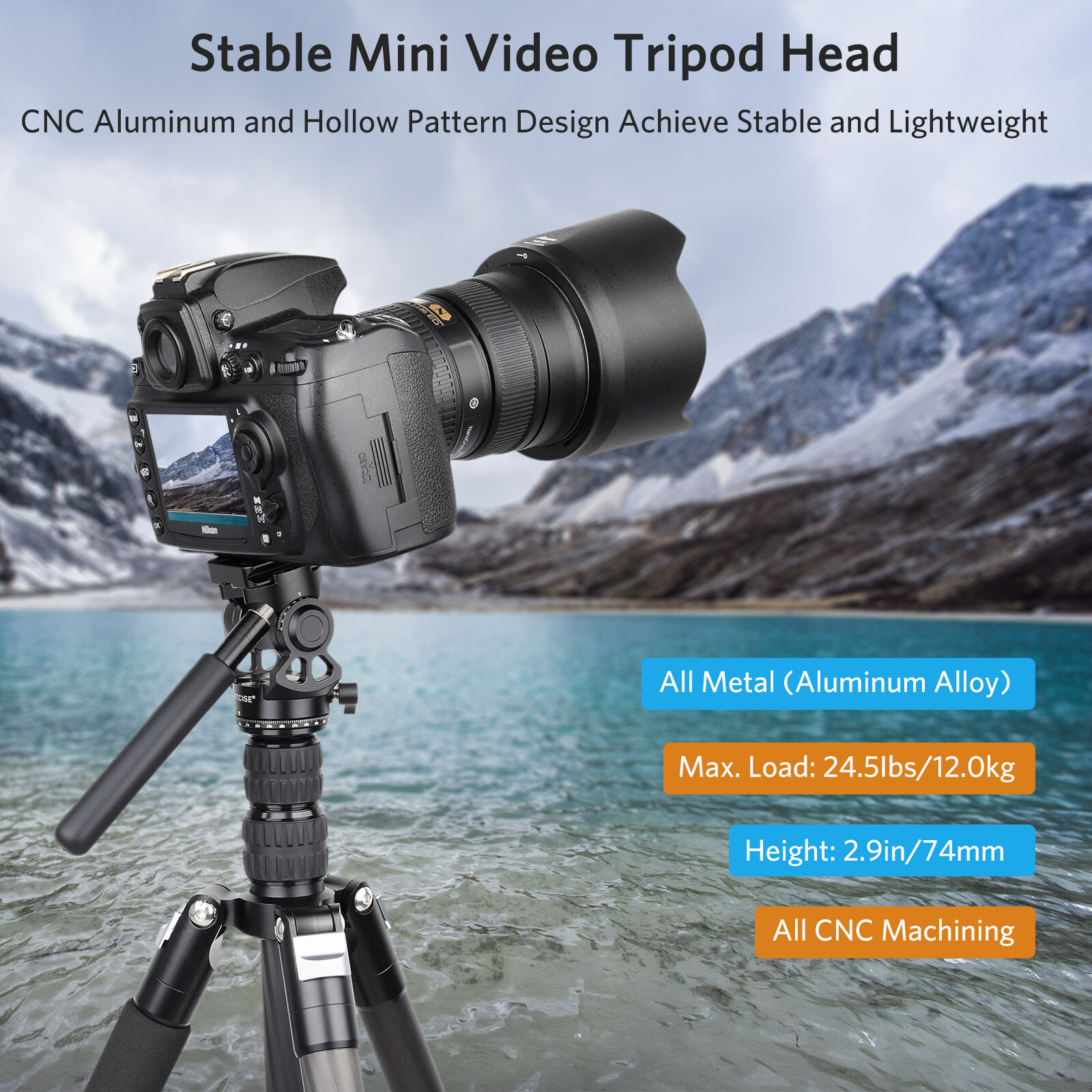 ARTCISE Panoramic Tripod Fluid Head Panoramic Pan Tilt Head W/ QR Plate