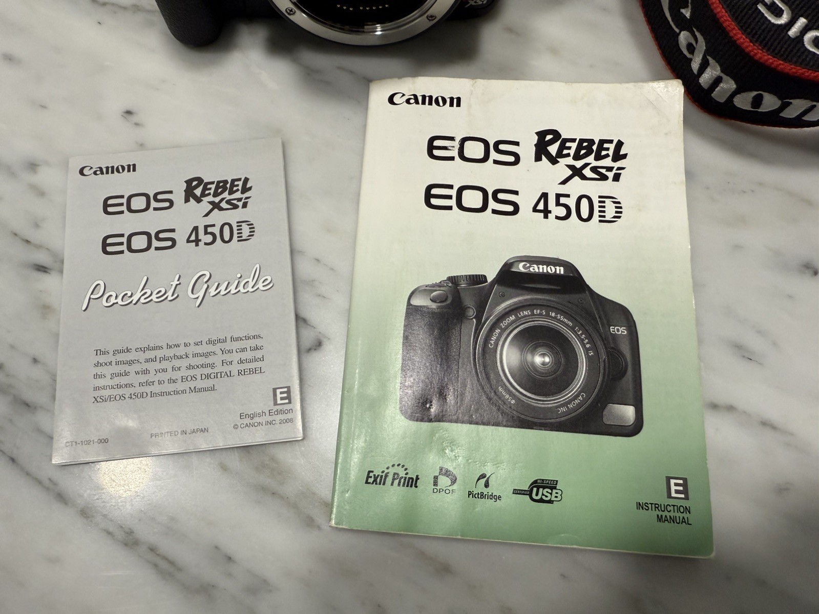 CANON EOS Rebel xsi 450D (body only), w/ manual, Canon battery and charger