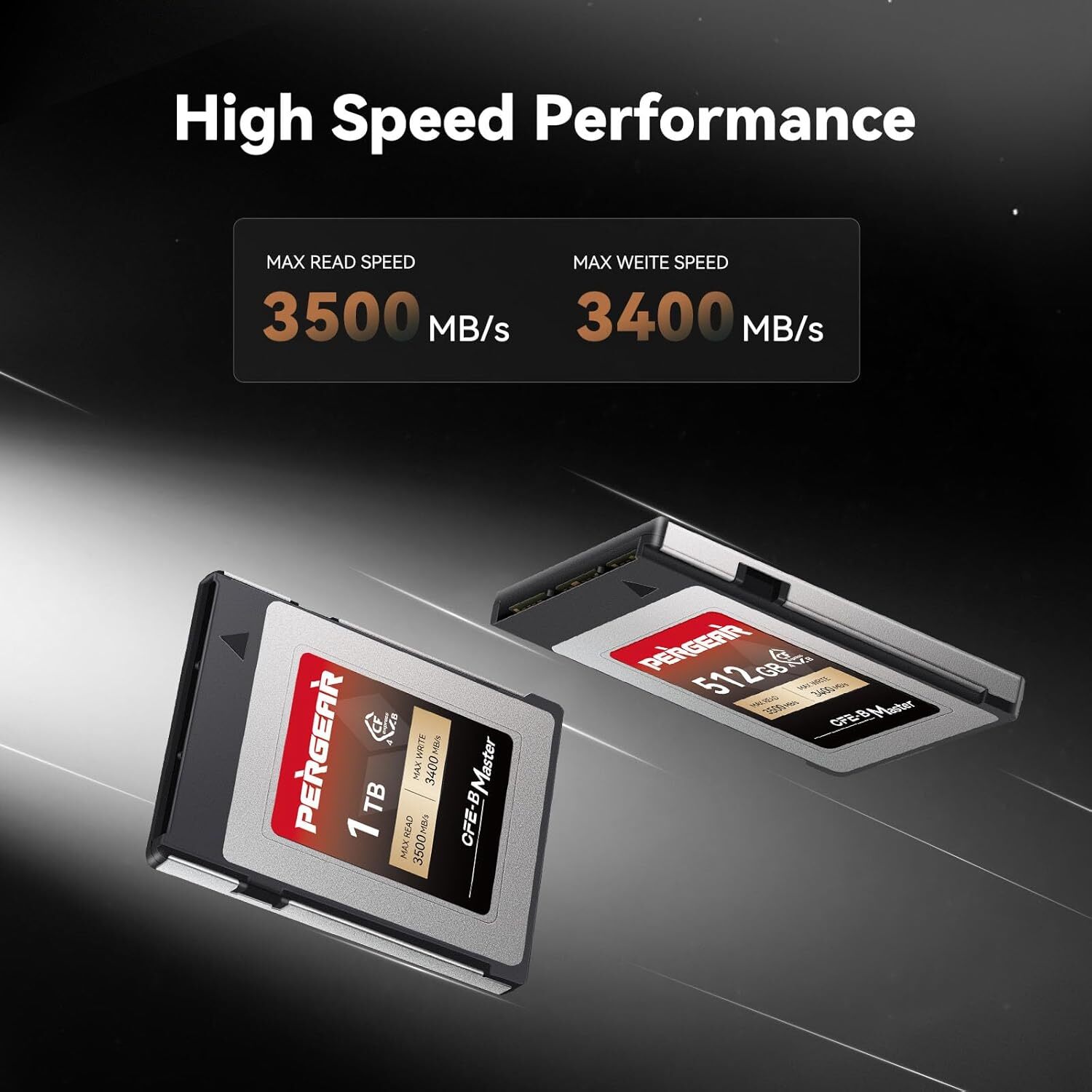US Stock PERGEAR 512GB Cfexpress 4.0 Type B Memory Card(Master)8k RAW Recording