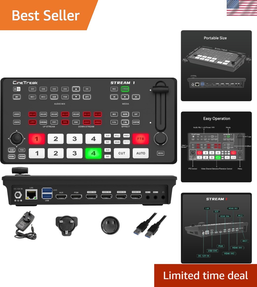 Versatile HDMI Switcher for Live Streaming: Dual RTMP, Chroma Key & 4K Outputs