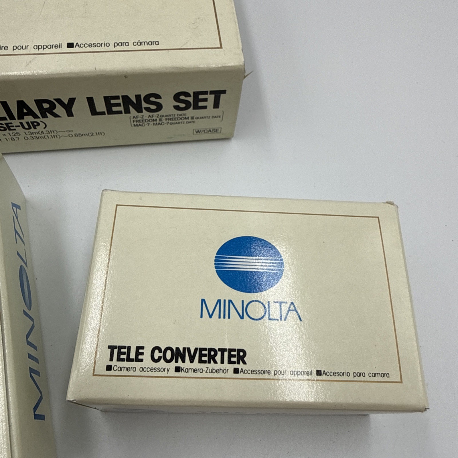 Auxiliary Lens Set Telephoto & Wide Angle For Minolta Freedom II – RARE NOS
