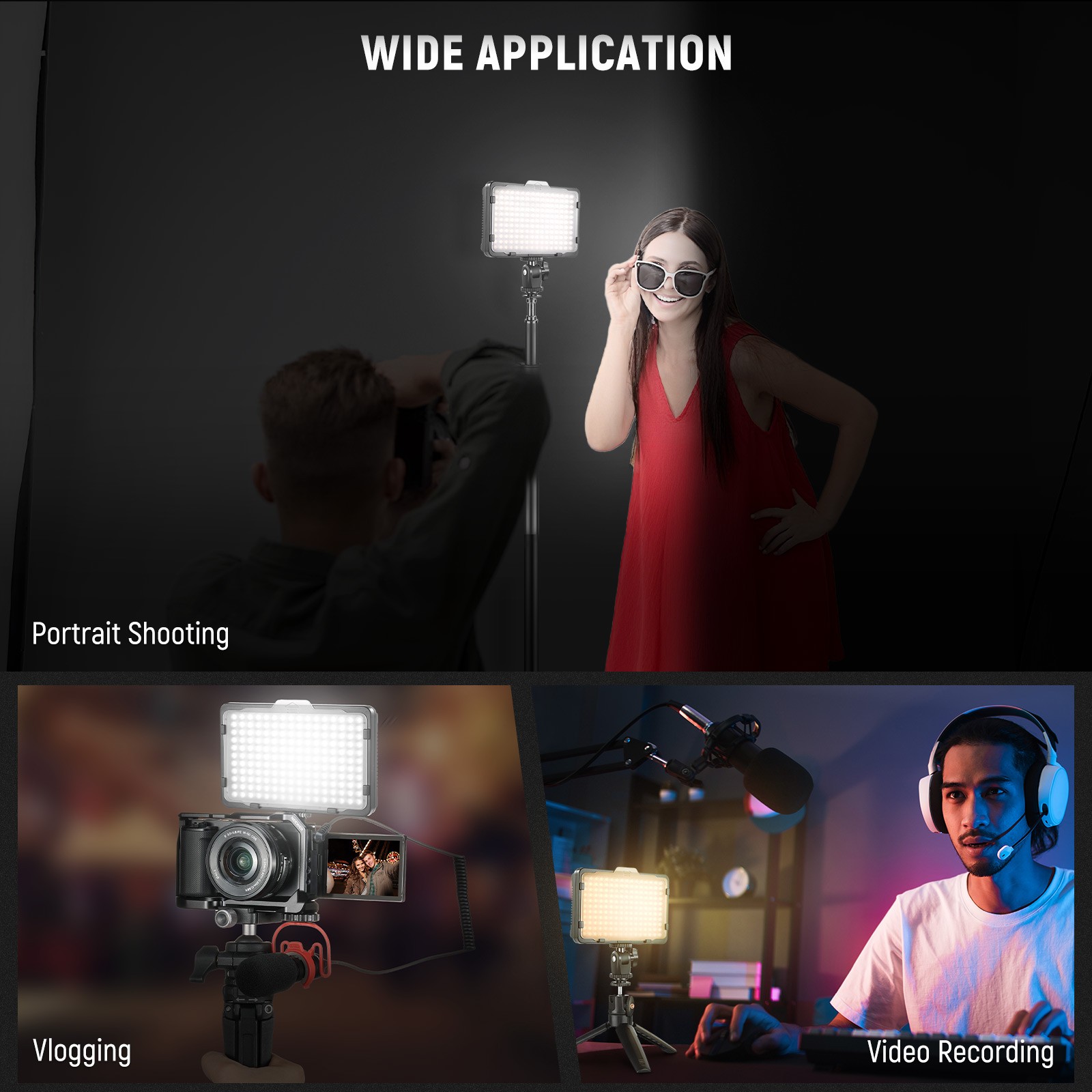 Neewer 176 LED Dimmable Video Light 5600K with 14 Thread for DSLR Cameras