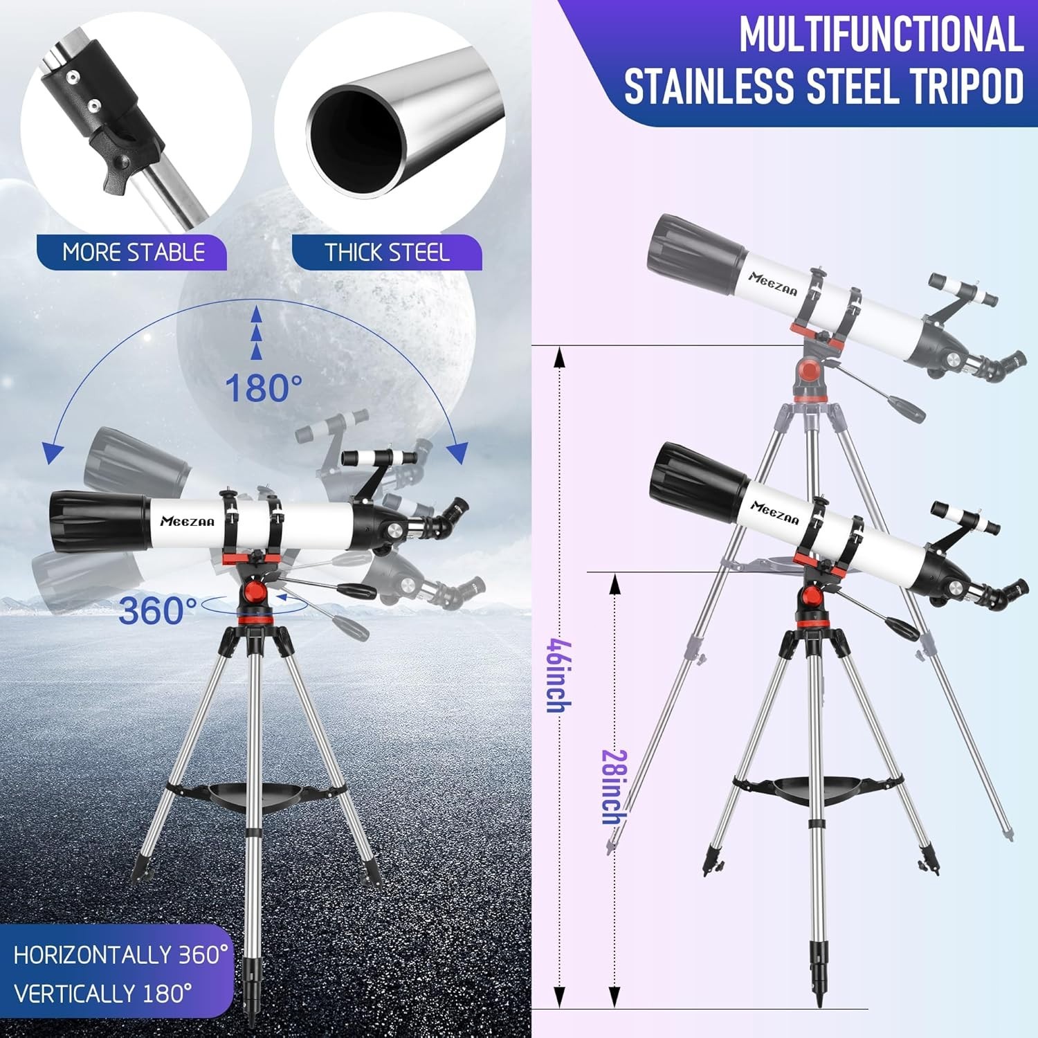 Astronomy Telescope for Adults Refractor 90mm Aperture 800mm Focal Length