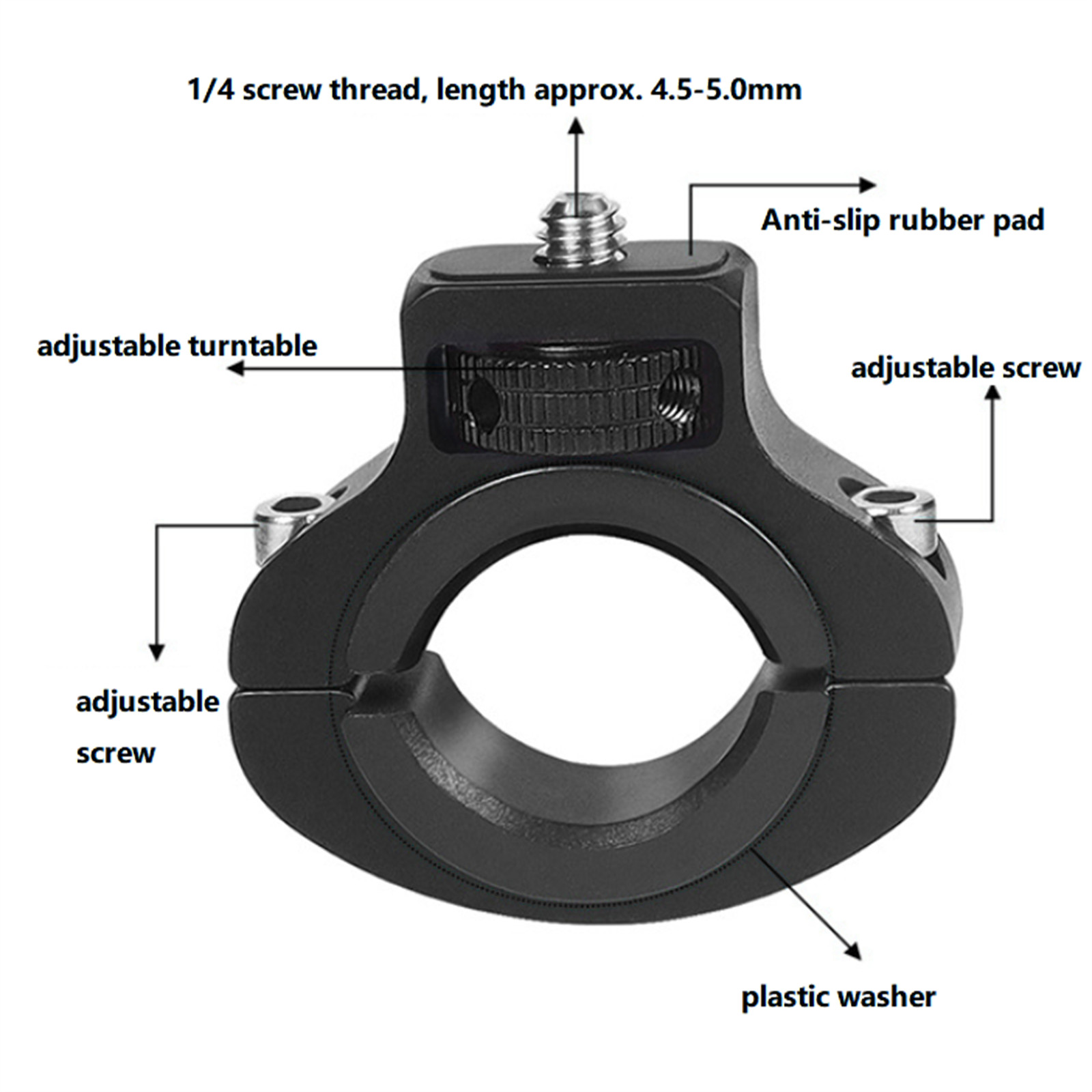 1 Pcs 1/4 Screw Bike Clip Black For sports camera Other Equipment Accessories