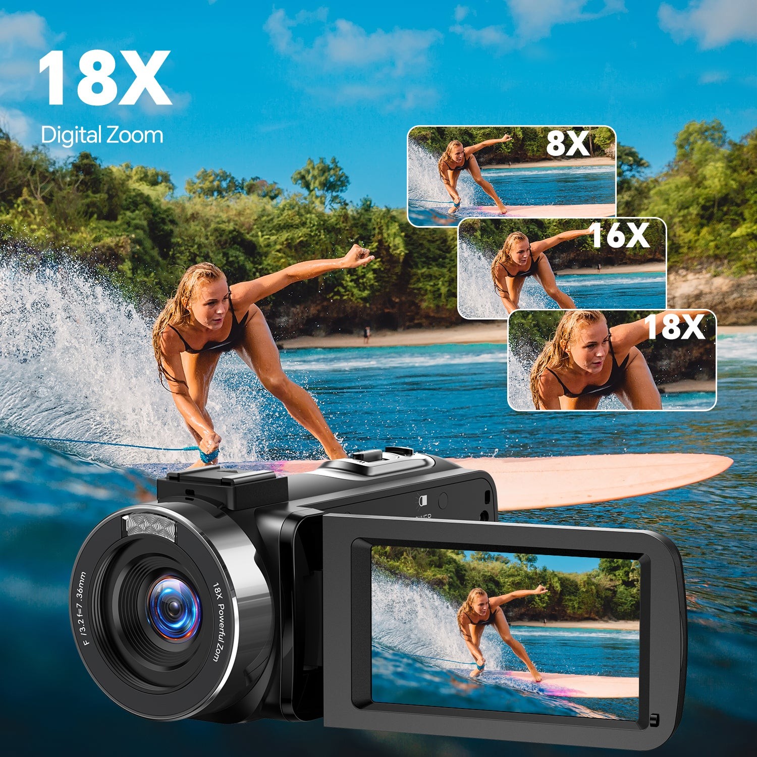 Handheld Camcorder UHD 4K Video Camera 42MP Digital Cam 18X Zoom Vlogging Cam UK