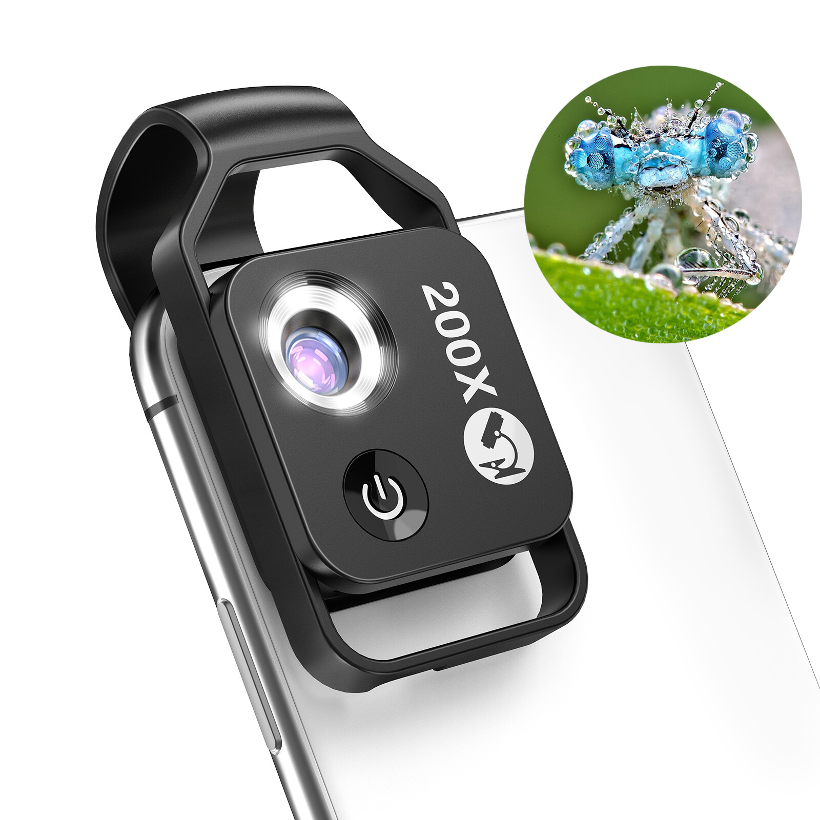 200X Microscope W/ CPL Lens Led Light Micro for iPhone Android Cell Phone School