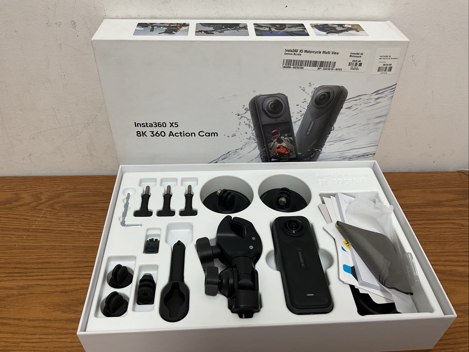 Insta360 – X5 8K 360 Action Camera – Black With Motorcycle Bundle