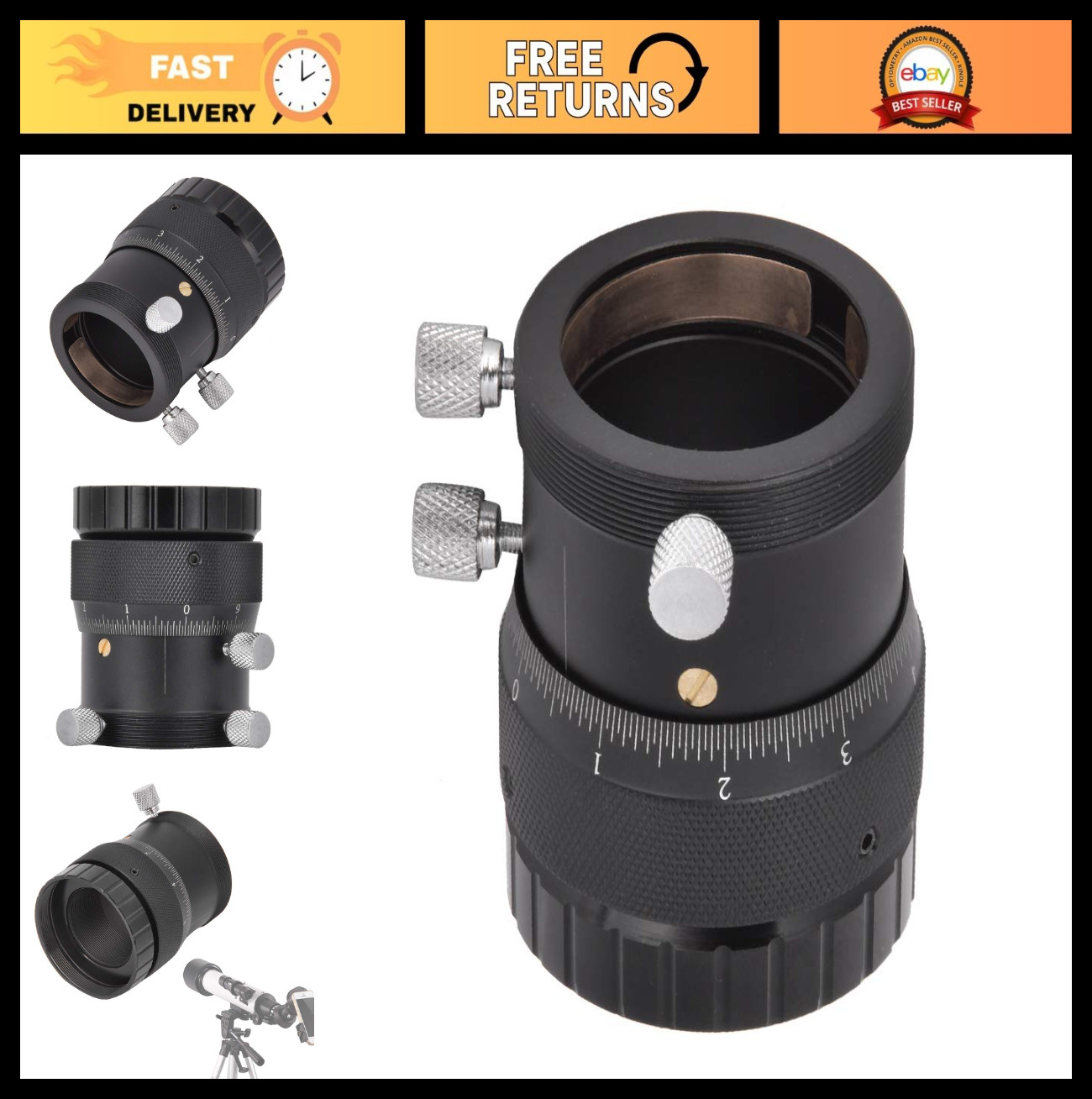 High Precision Helical Focuser for 1.25″ Telescopes – Aluminium Alloy, 10mm Stro