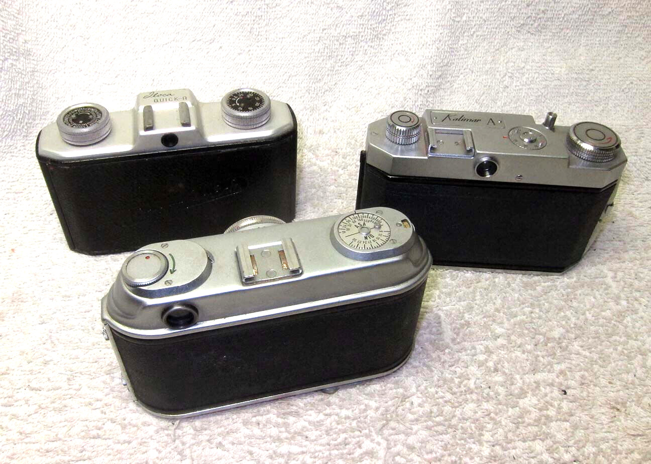THREE (3) Vintage Antique 1950’s 35mm Cameras.Arette IA, Iloca Quick-A,Kalimar A