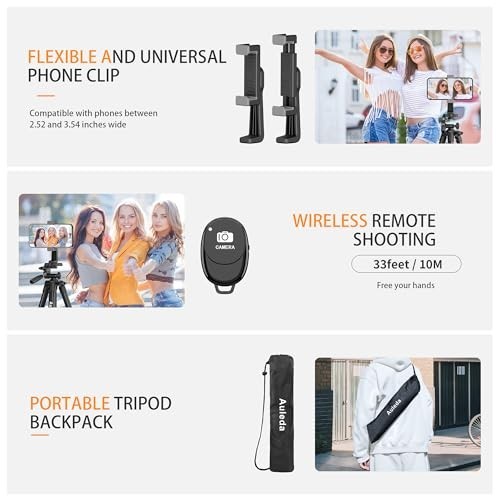 71″ Camera Tripod Aluminum Tall Tripod Stand Compatible with Canon Nikon with Wi