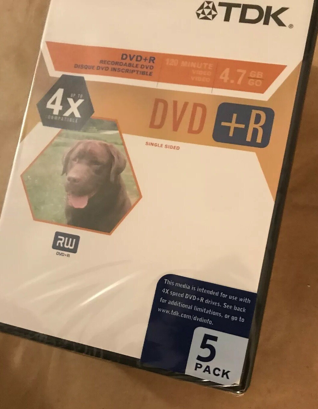 TDK RW DVD+R 4x speed 4.7 GB 5 Pack with Full Size DVD Cases Recording Video 120