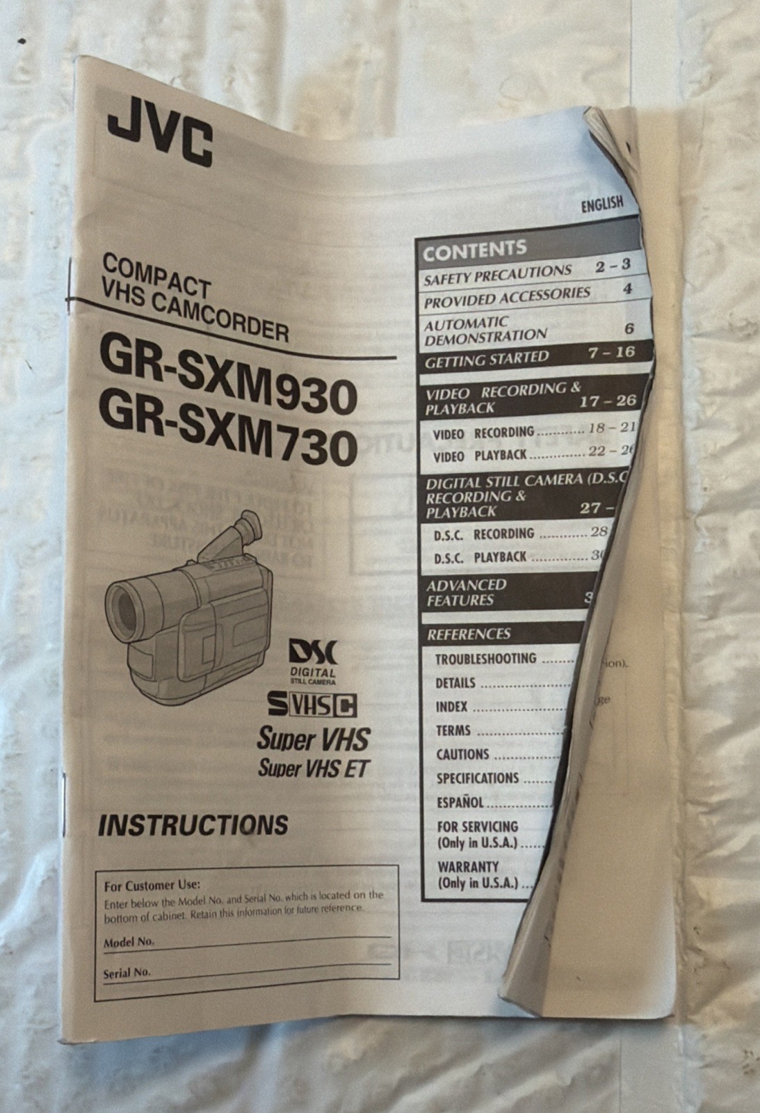 JVC GR-SXM730U Super VHS-C Camcorder 400x Zoom w/ Charger & Battery – Works!