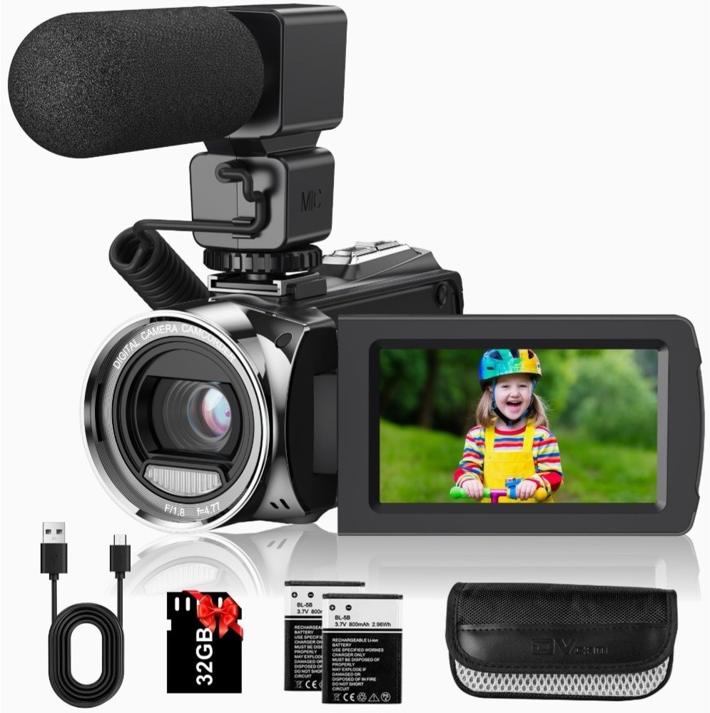 Video Camera Camcorder Digital Camera Recorder for YouTube Full HD 1080P 30FPS