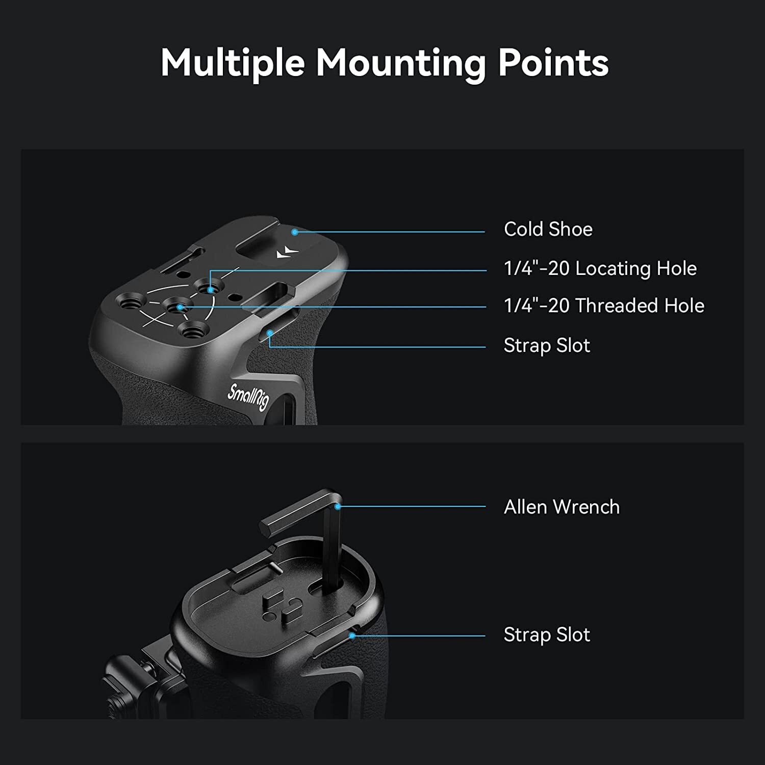 SmallRig Universal Snap-on Quick Lock NATO Side Handle For DSLR Camera 4017