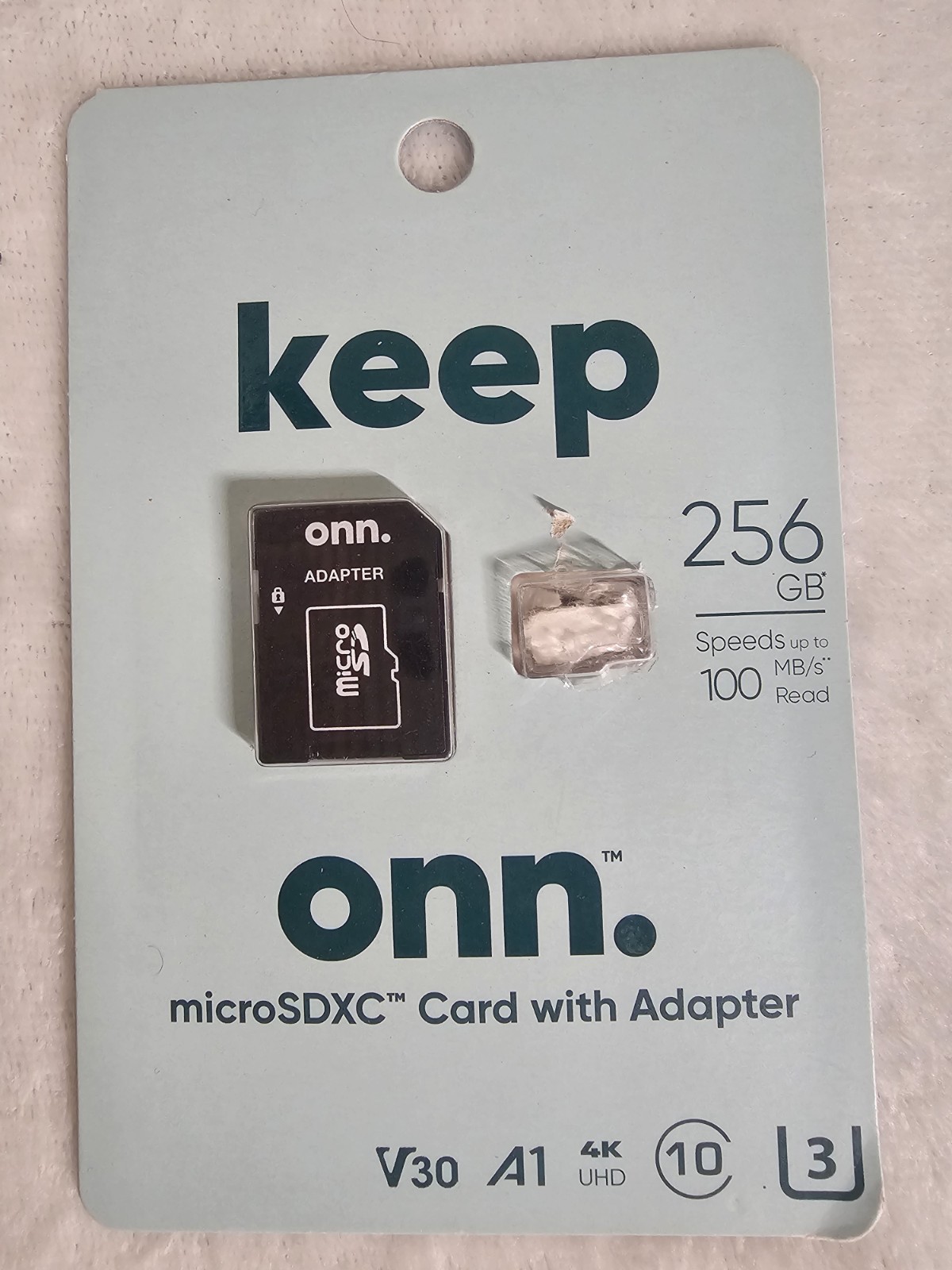 onn. microSDXC Card 256GB V30 A1 U3 Class 10 Adapter High Speed Waterproof