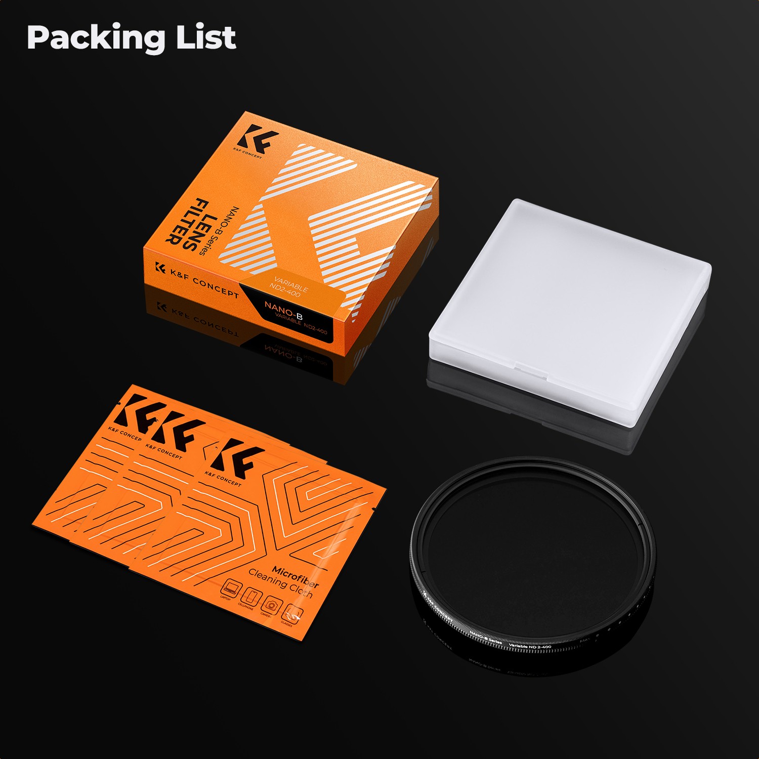 K&F Concept Fader Variable Neutral Density ND2-ND400 Filter 37-82mm For DSLR