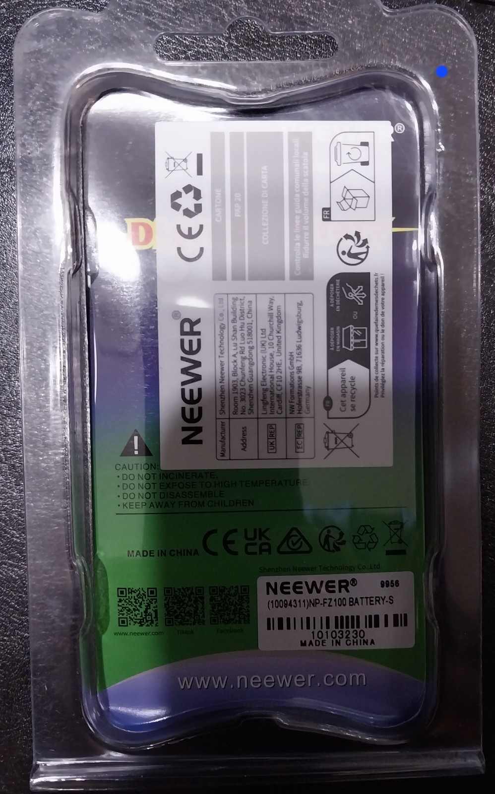Neewer Digital Battery Replaces NP-FZ100 7.2V 2280mAh