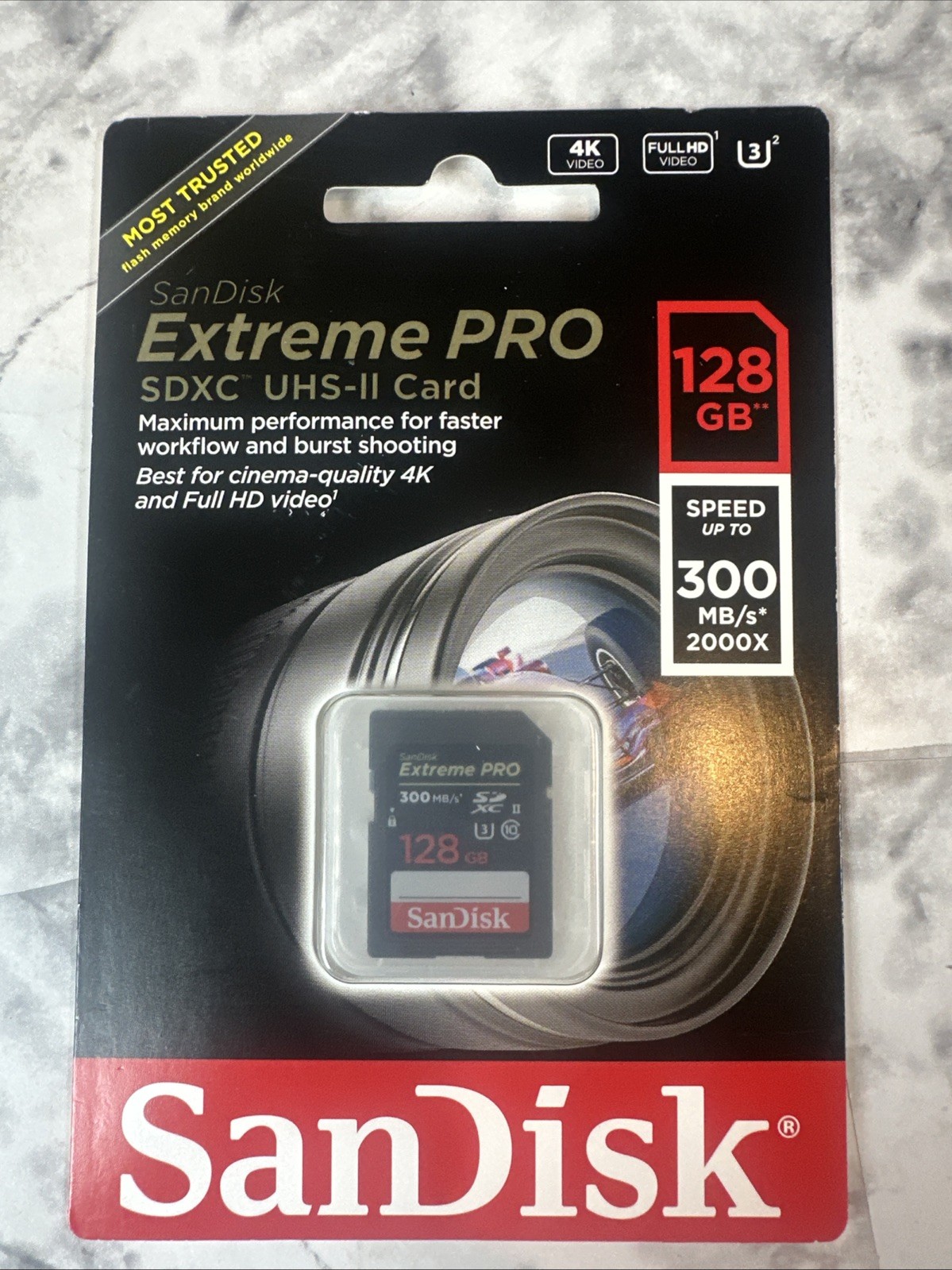 SanDisk V90 128GB UHS-II Extreme PRO Class 10 SD / SDXC Memory Card-Made in TW