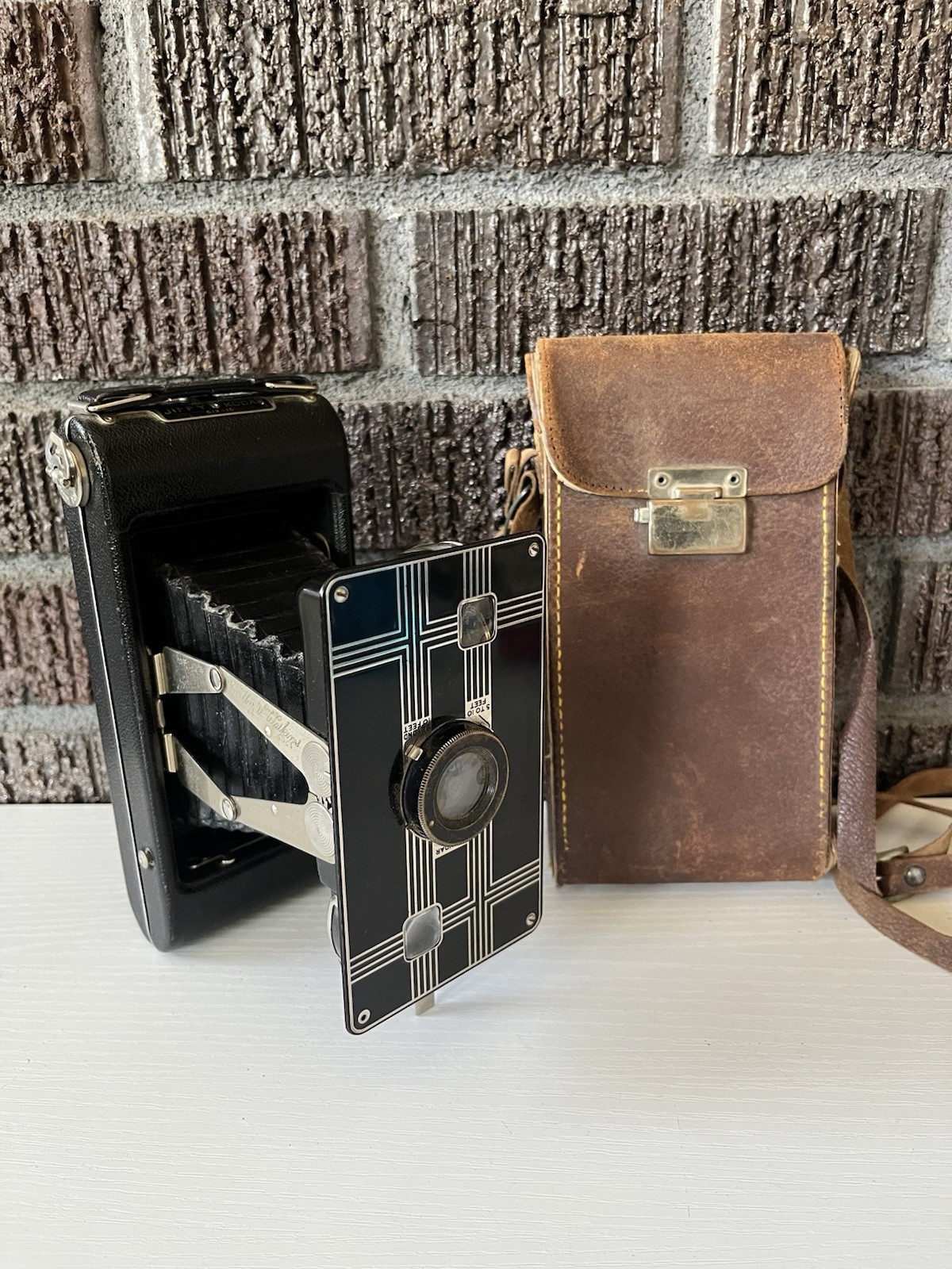 Vtg 1920s Antique Art Deco Jiffy Kodak Six-16 folding roll film Bellows Camera