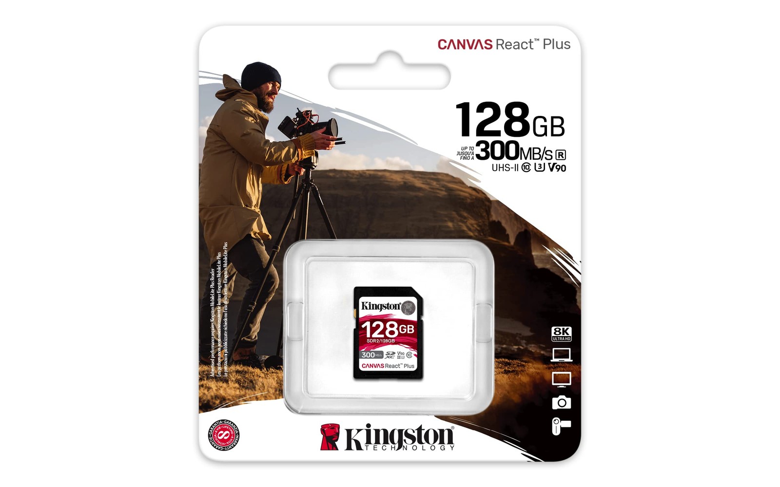 Canvas React Plus 128GB SD Card | SDXC UHS-II | 300R/260W U3 V90 | Full HD/4K…