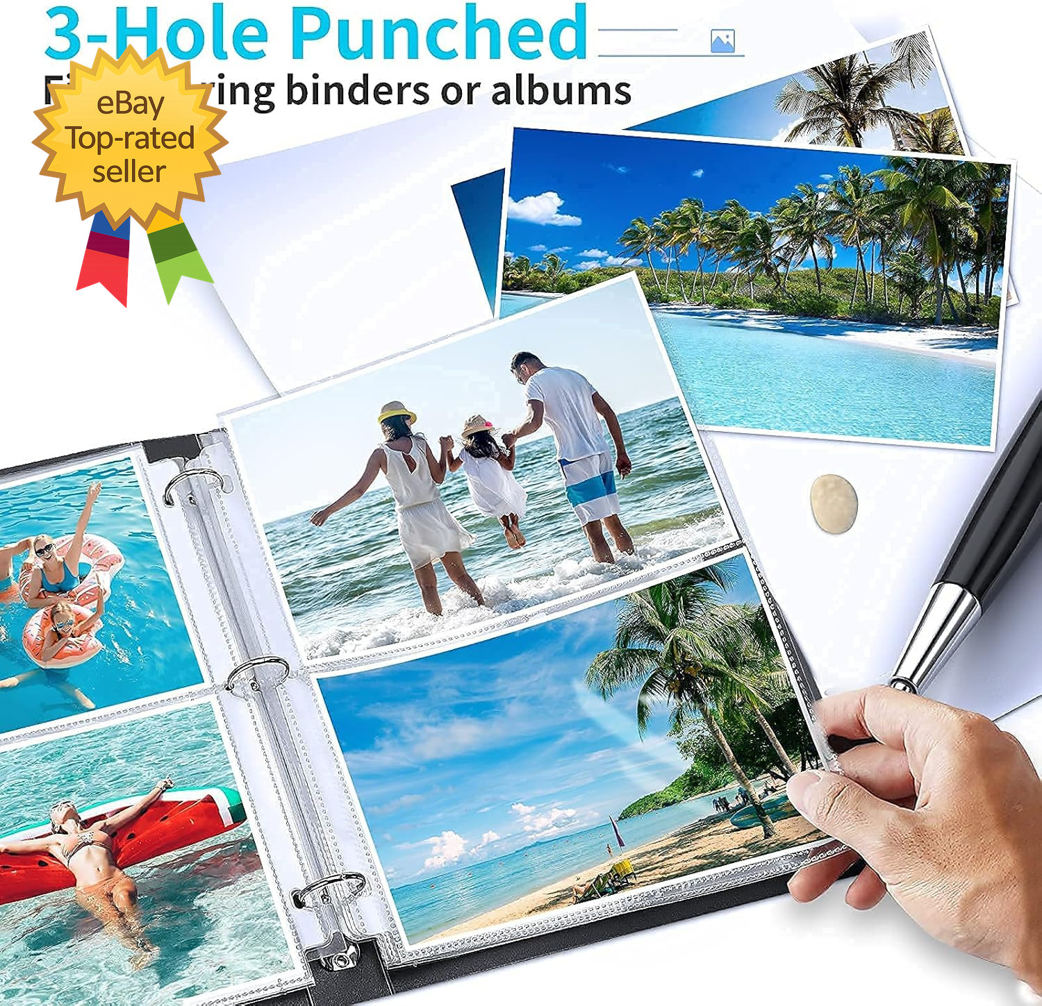 30 Pack Photo Sleeves for 3 Ring Binder 5X7 for 120 Photos Archival Photo Page