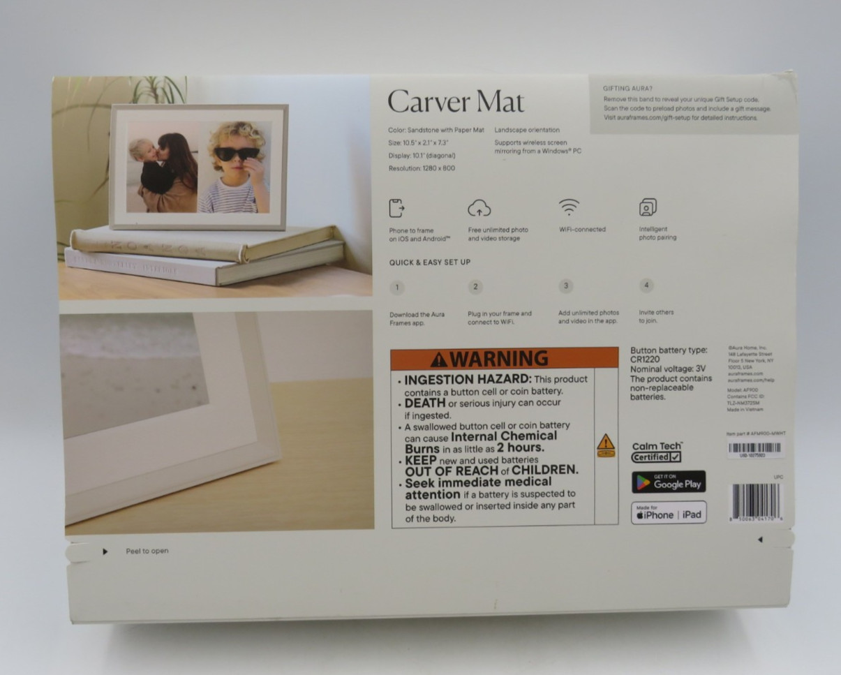 Aura Home Aura Carver Mat 10.1″ Digital Wifi Photo Frame-Clay with Textured NEW