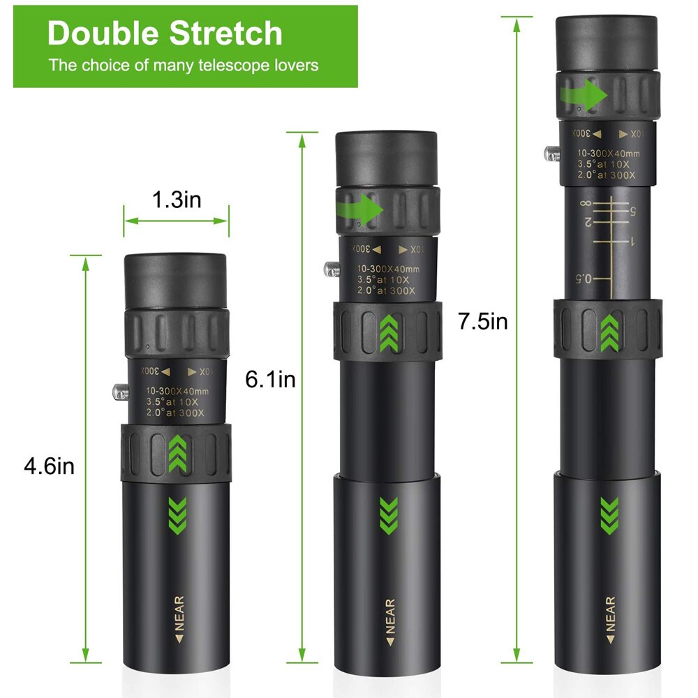 Day/Night Military Telescope 10-300X40mm Zoom HD Monocular Mobile Telescope zz