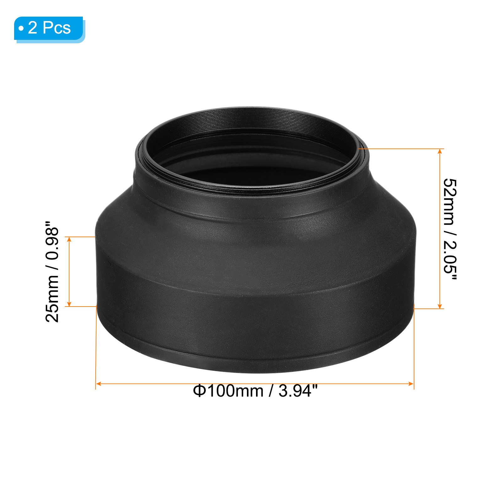 67mm Camera Lens Hood 2Pcs Rubber Collapsible Lens Protectors Black