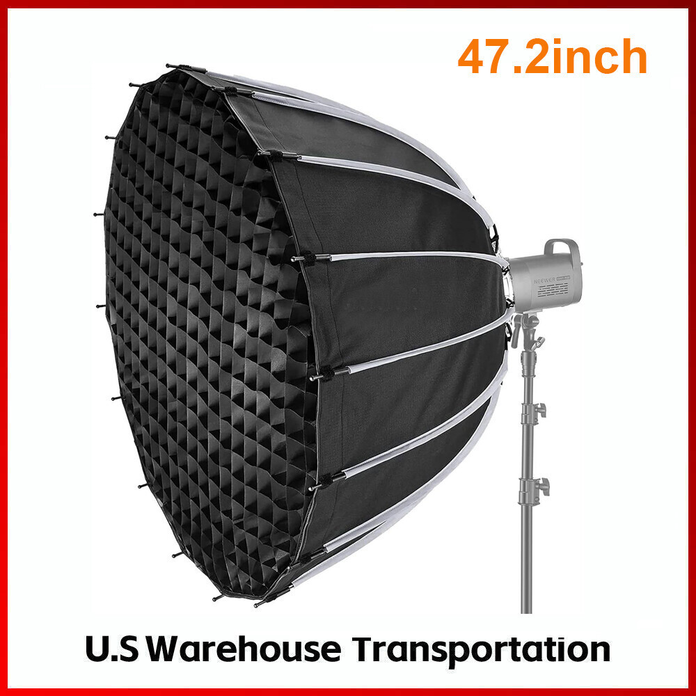 US Triopo 47.2inch/120cm Parabolic Softbox Quick Set up with Diffusers/Honeycomb