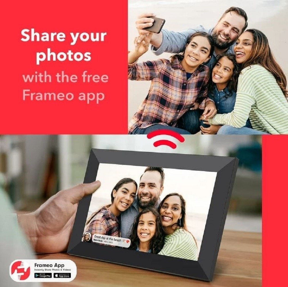 ONN 7″ Wi-Fi Digital Picture Frame, LCD IPS Touch screen w/ Free Frameo App