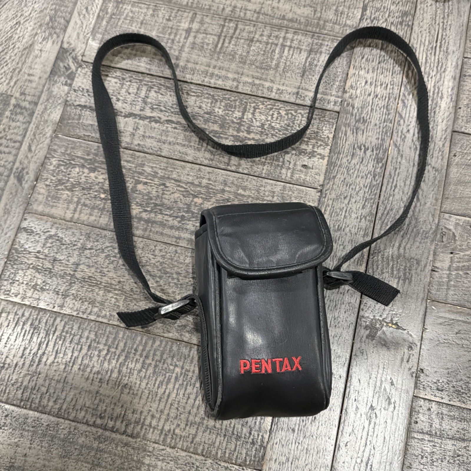 Pentax Leather Camera Case Carry Shoulder Bag Embroidered Logo Black photograph