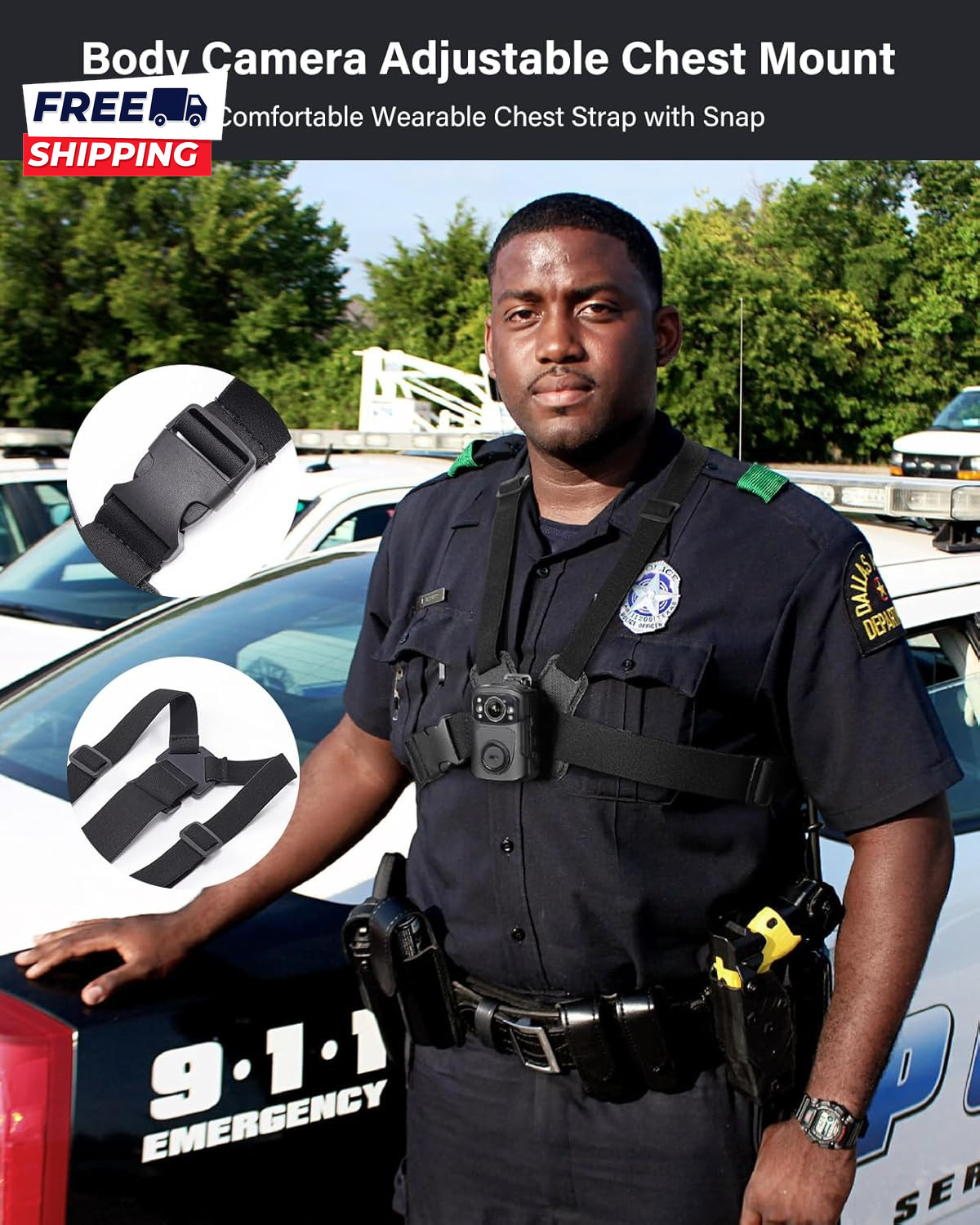 Dual Shoulder Mount Body Worn Camera Vest Mount for All Brand Body Cam Wearable