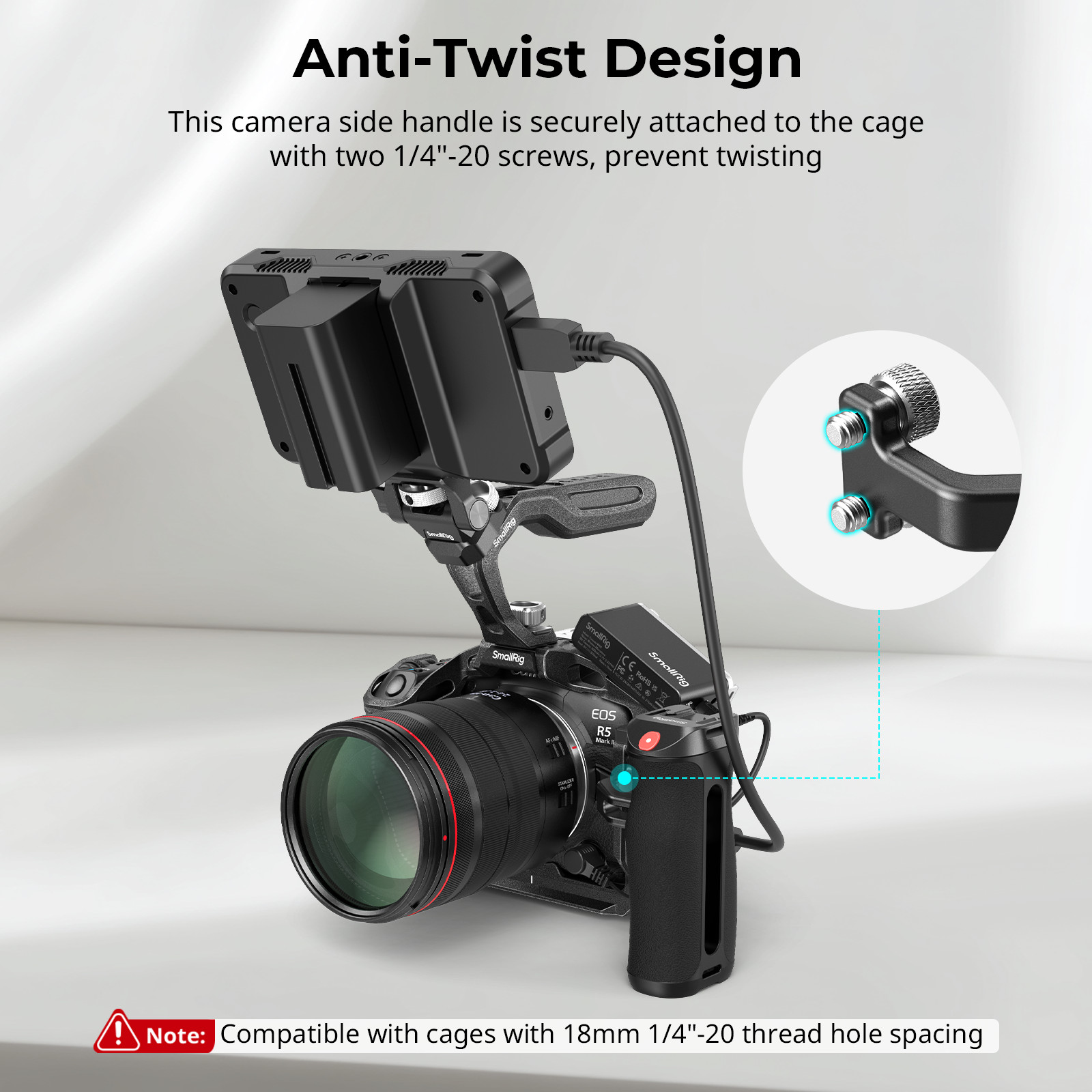 SmallRig Threaded Side Handle&Record Start/Stop Remote Trigger 3 Control Cable
