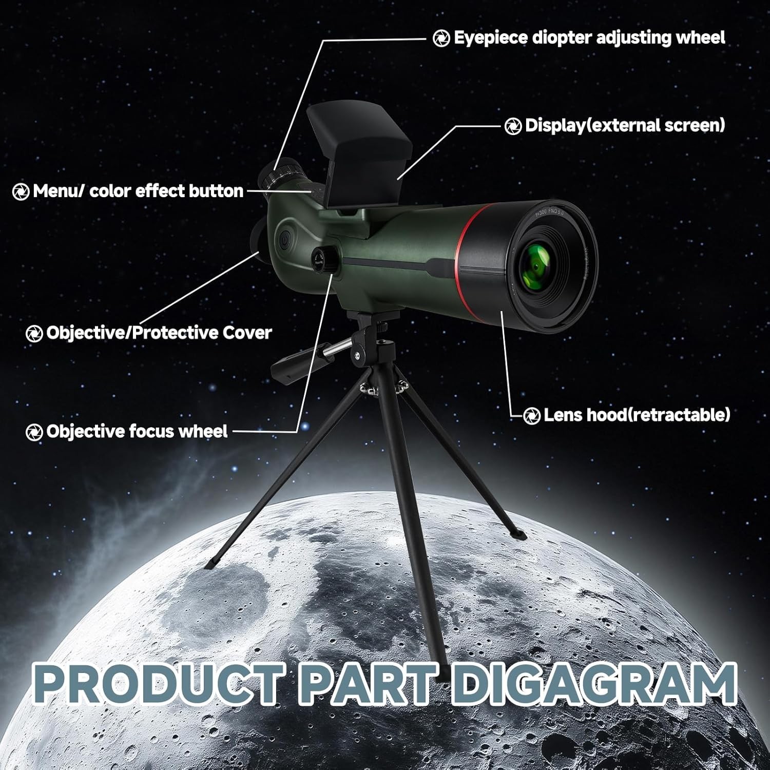 Smart Telescope, Professional Refractor Auto-focus Portable Digital Electronic T
