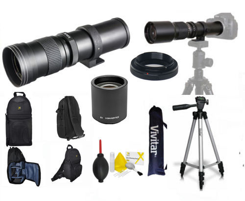 420MM 1600MM ZOOM LENS + BACKPACK + TRIPOD + 2X FOR CANON EOS REBEL DSLR CAMERA