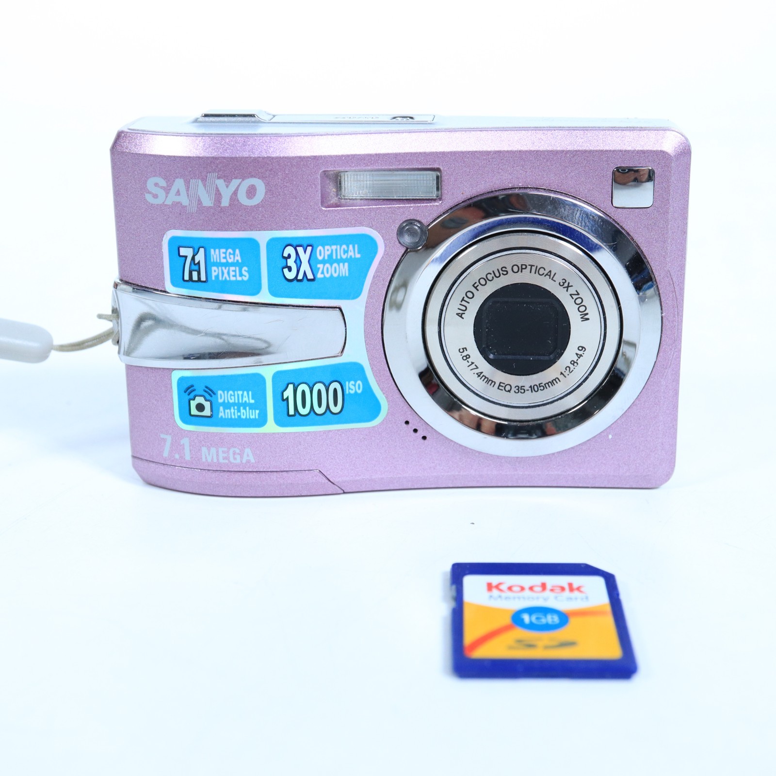 Sanyo VPC-S770 7.1 Megapixel Digital Camera Pink with SD Card