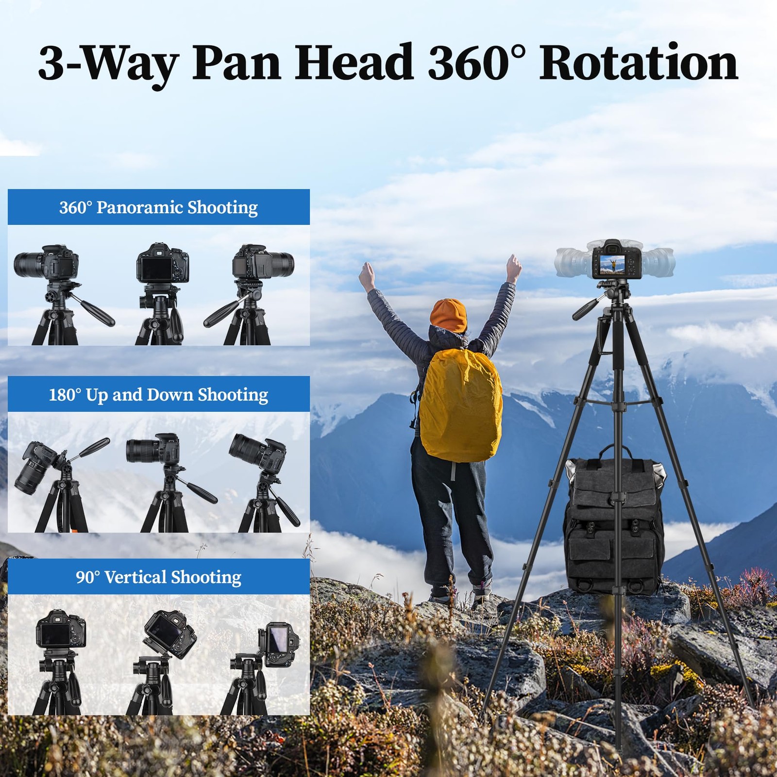 Joilcan Tripod Camera Tripods 74 Tripod For Camera Phone Video Recording Heavy