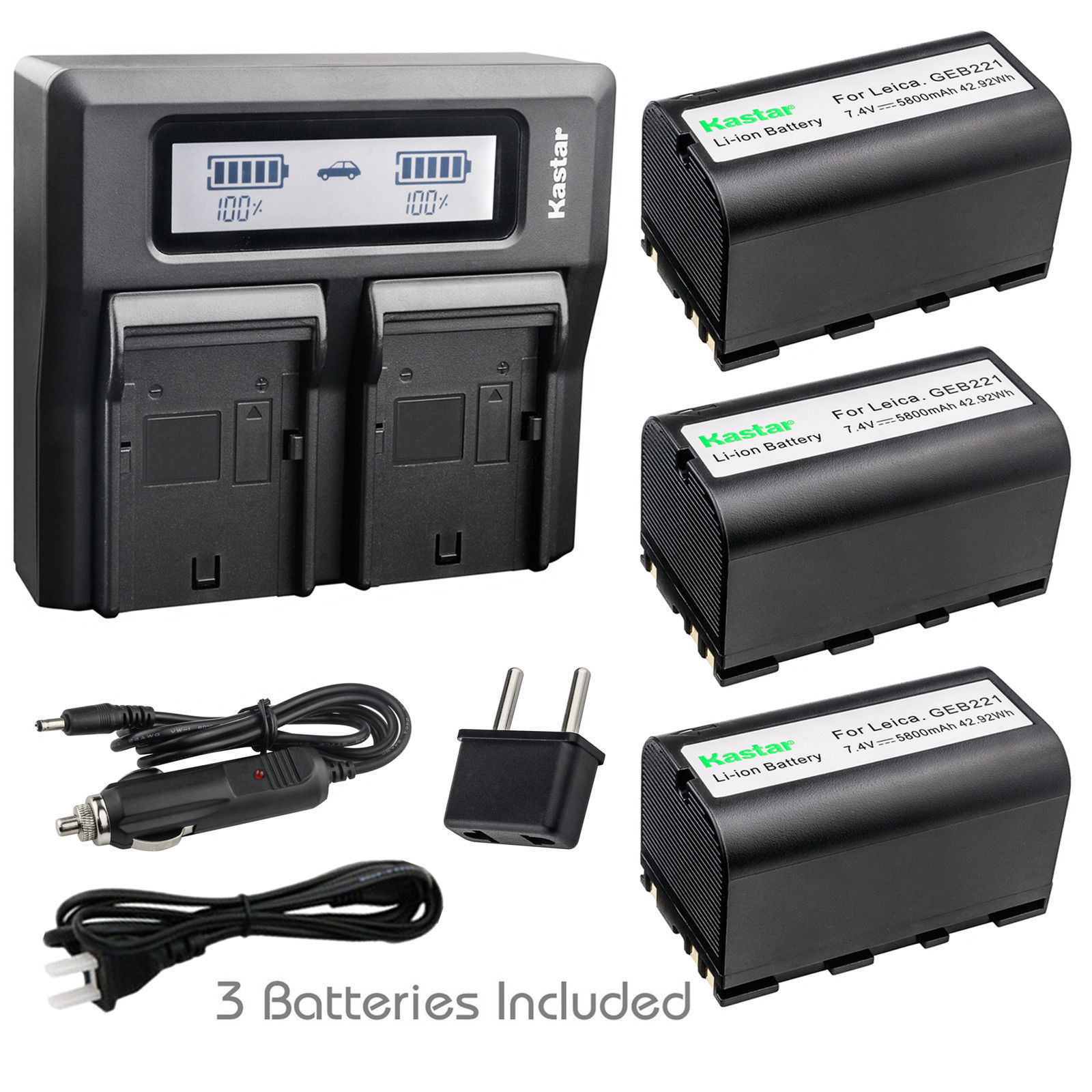 GEB221 Battery or Dual LCD Charger for Leica GEB211 GEB212 GEB241 GEB242 GEB371