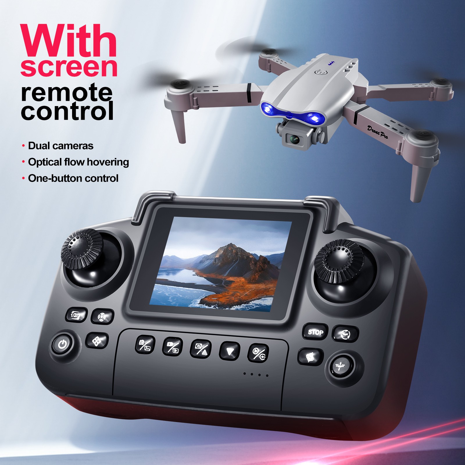 Drone 2026 4K HD Dual Camera WiFi FPV RC Foldable Quadcopter + 3 Batteries