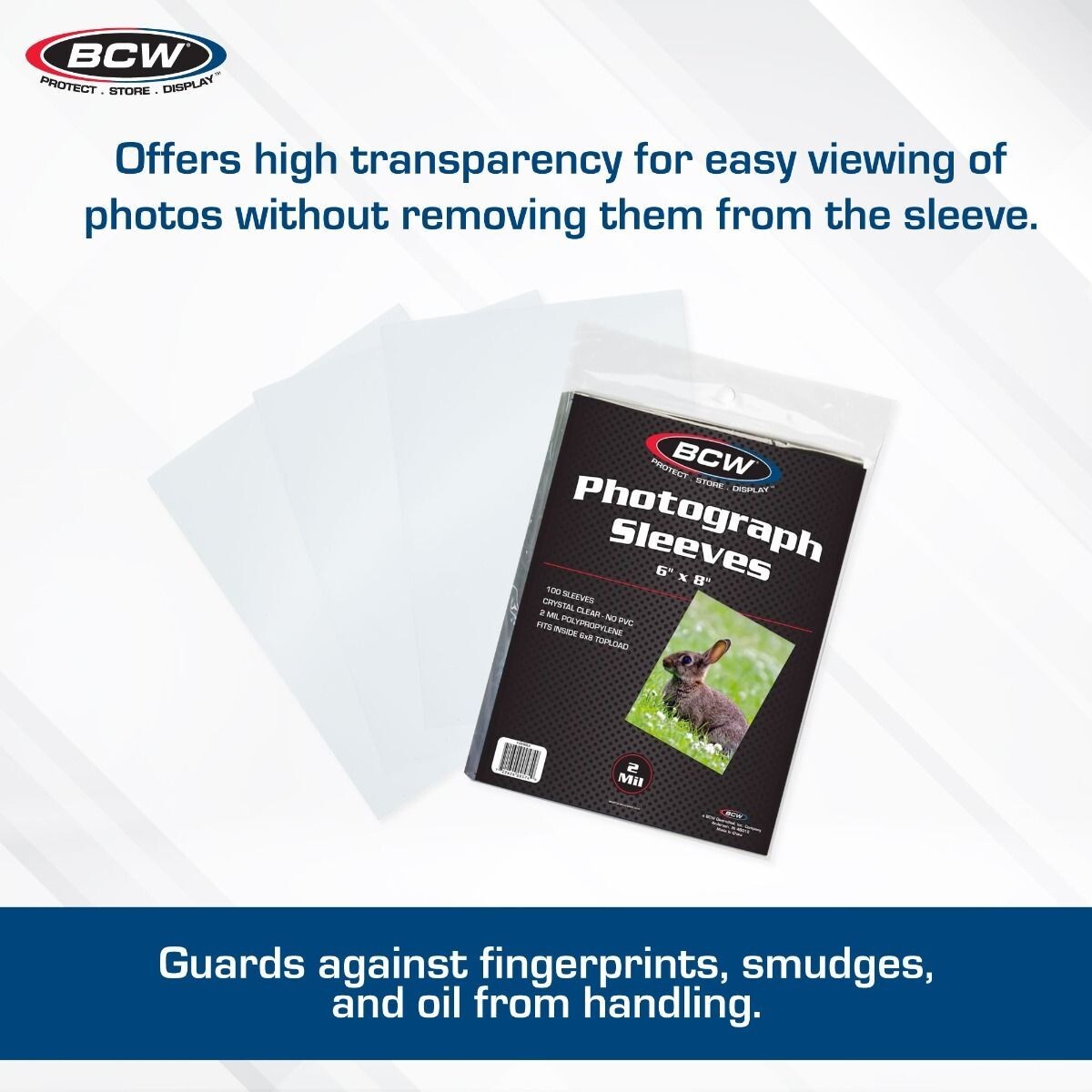 (100) BCW 6×8 Photo Sleeves Crystal Clear Poly Soft Sleeves Archival Protection